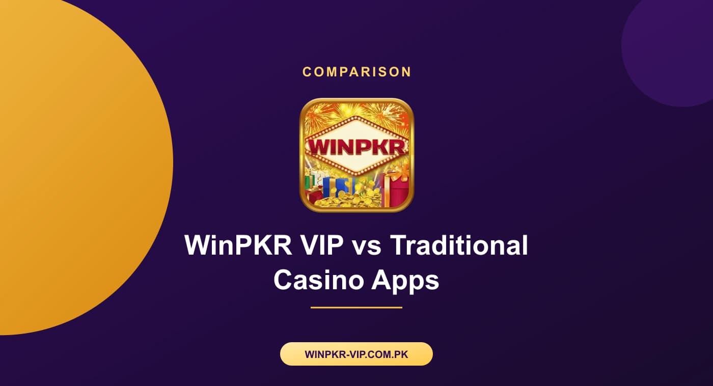 Comparison graphic showing winpkr vip vs casino apps side by side, highlighting APK installation, local payment icons, and multiple game categories in one app
