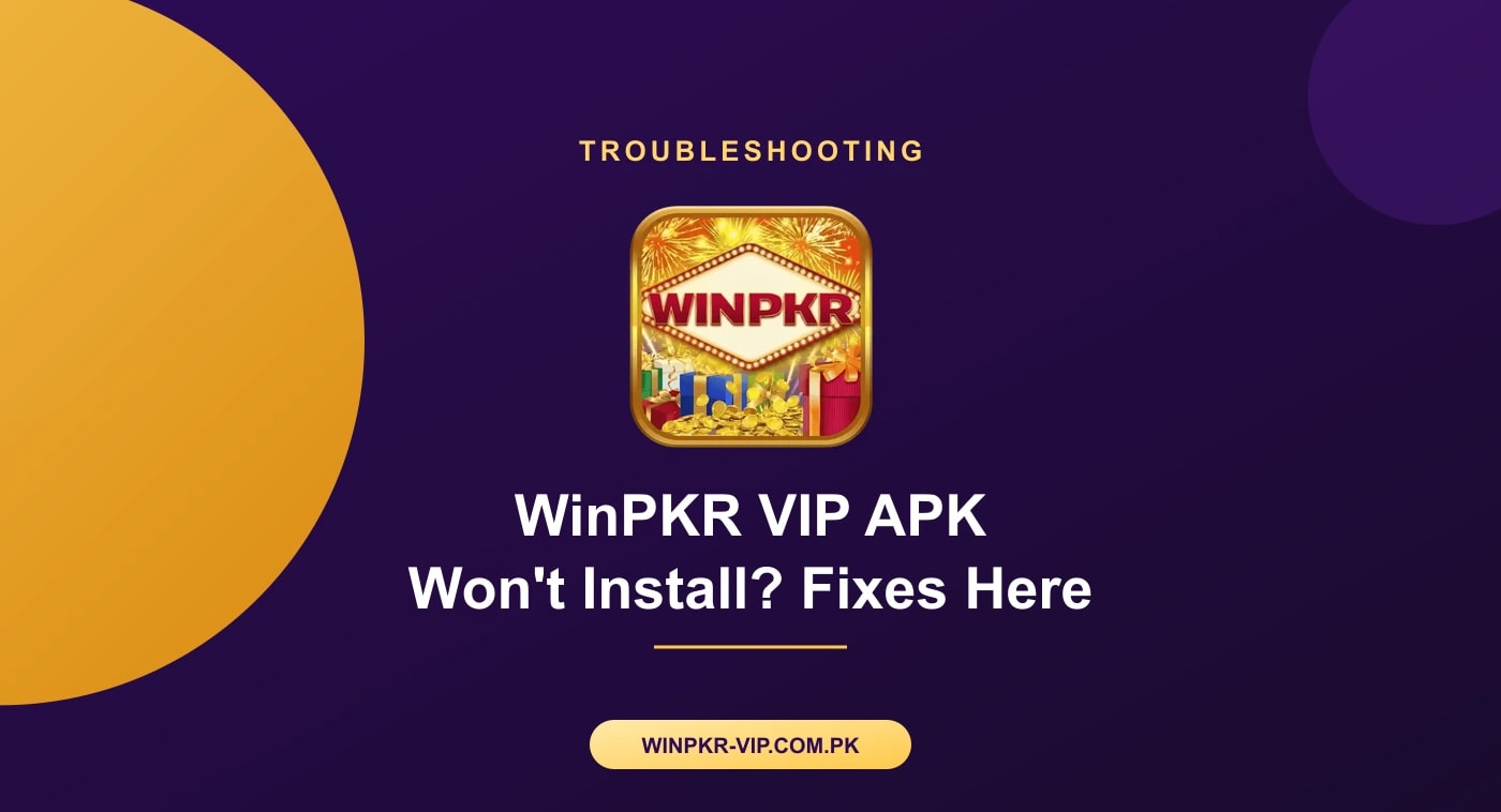 Android phone screen showing a winpkr vip apk installation error message during setup