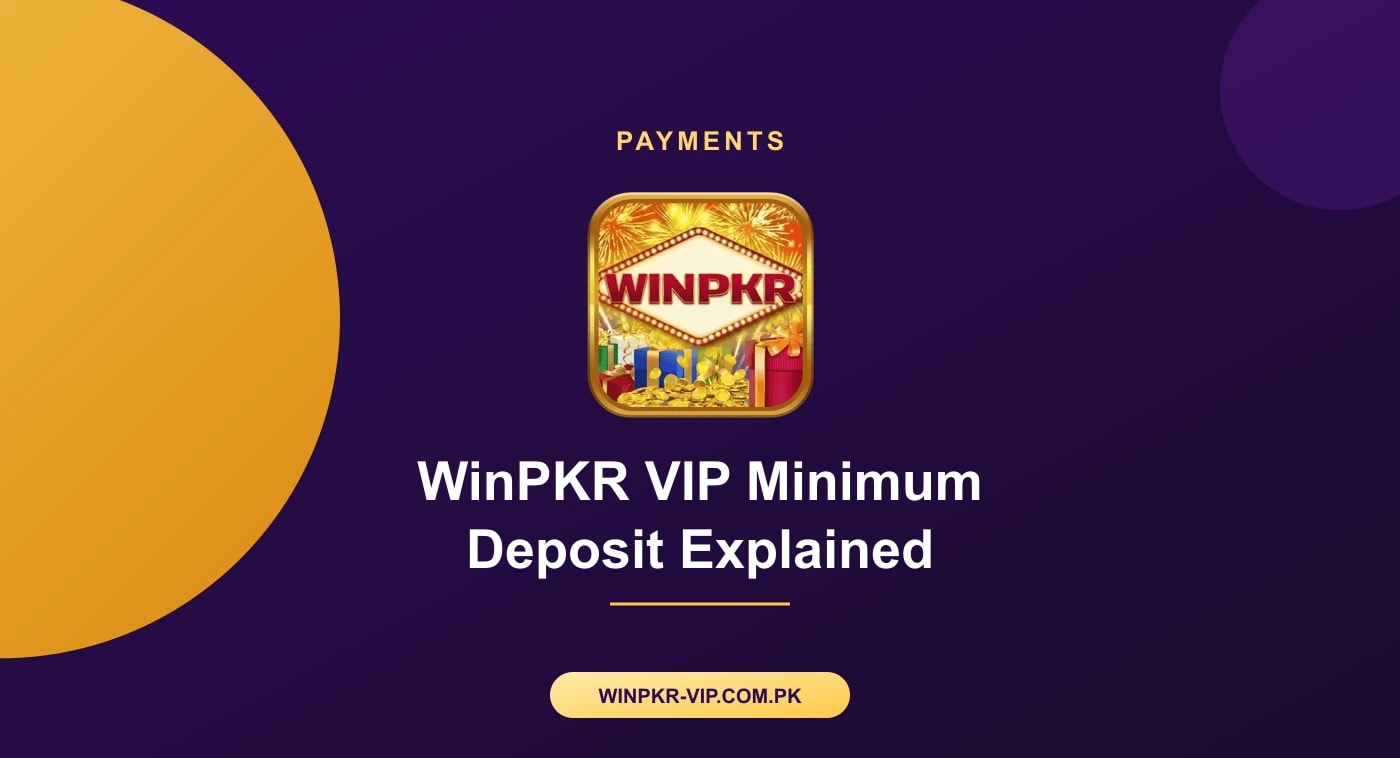 Phone screen showing the WinPKR VIP deposit amount field with the minimum deposit figure highlighted