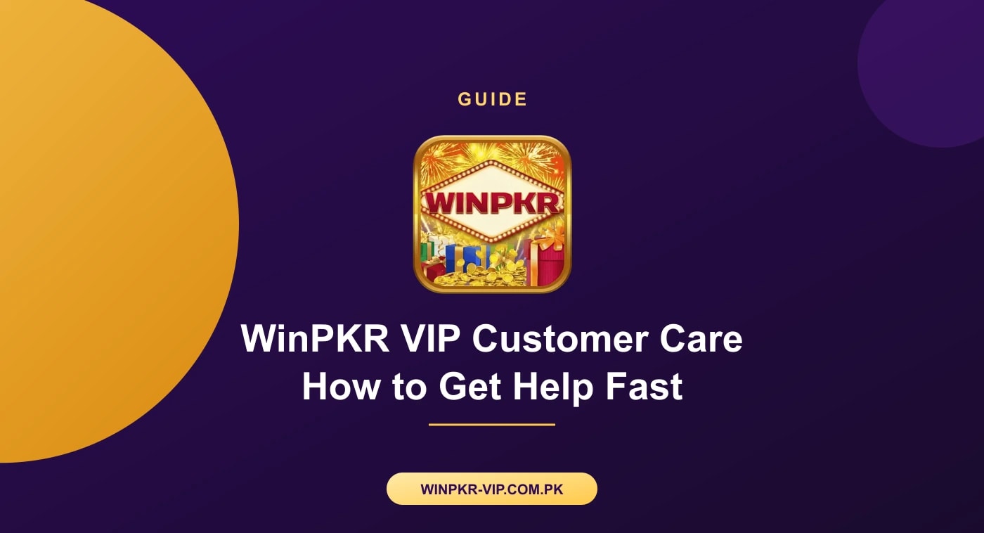WinPKR VIP Customer Care Phone screen showing the WinPKR VIP customer care and help menu before sending a support message