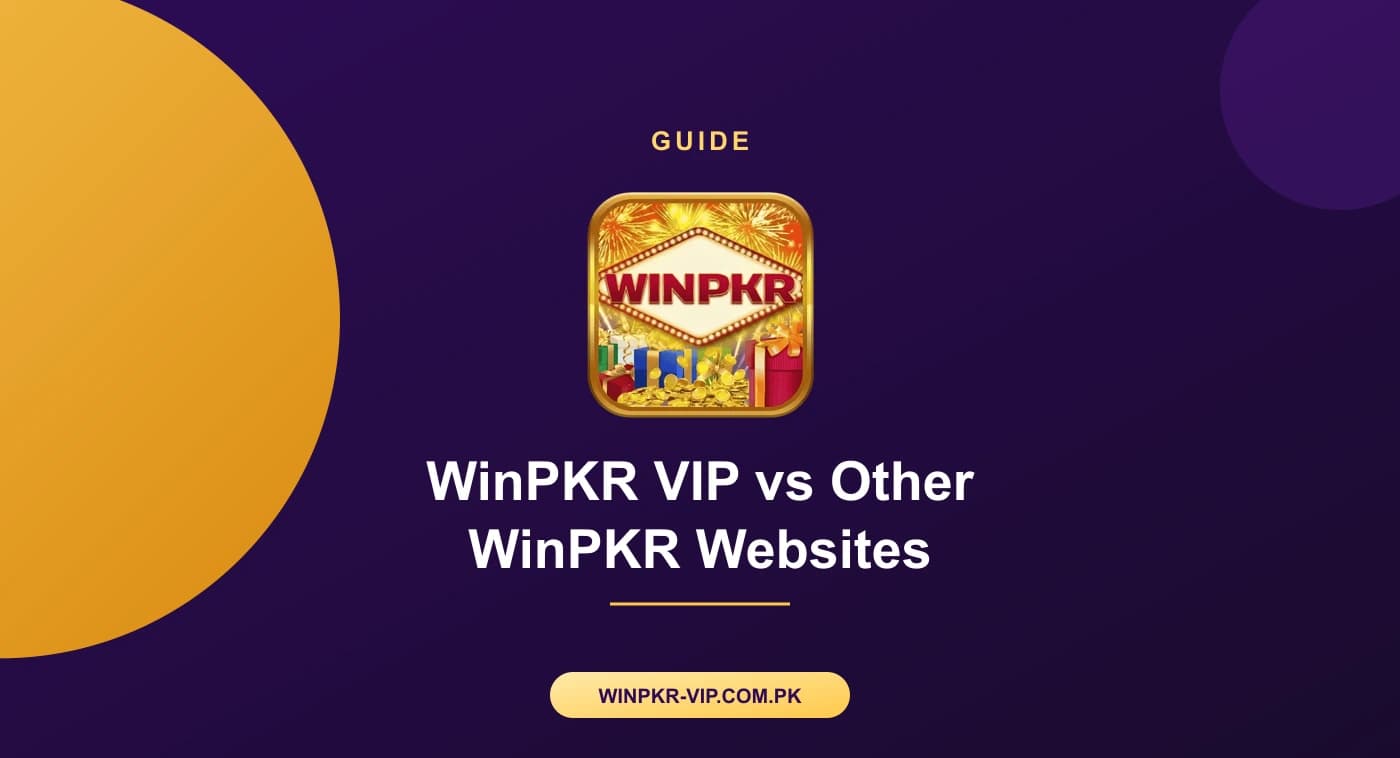 Side-by-side comparison graphic illustrating winpkr vip vs winpkr website features like downloads, login help, and disclaimers