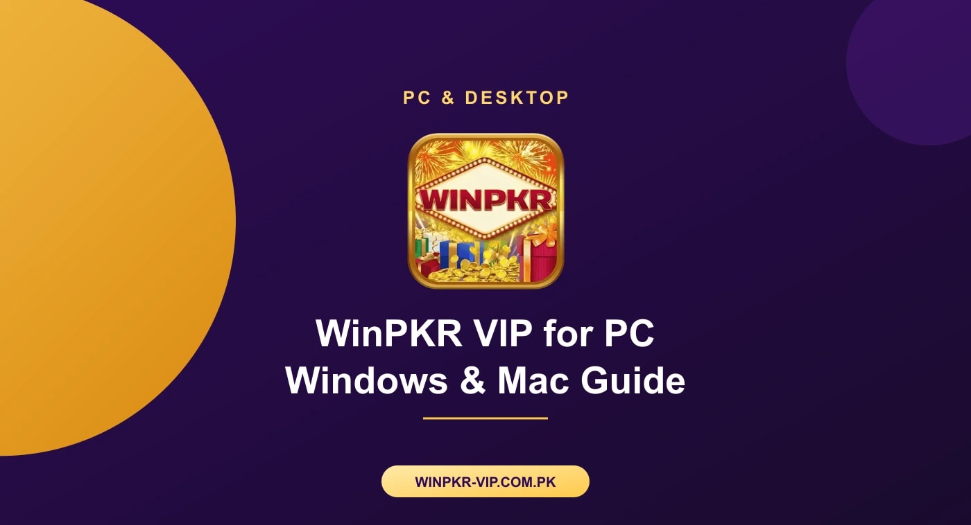 WinPKR VIP for PC Desktop computer screen next to an Android phone showing winpkr vip for pc emulator access